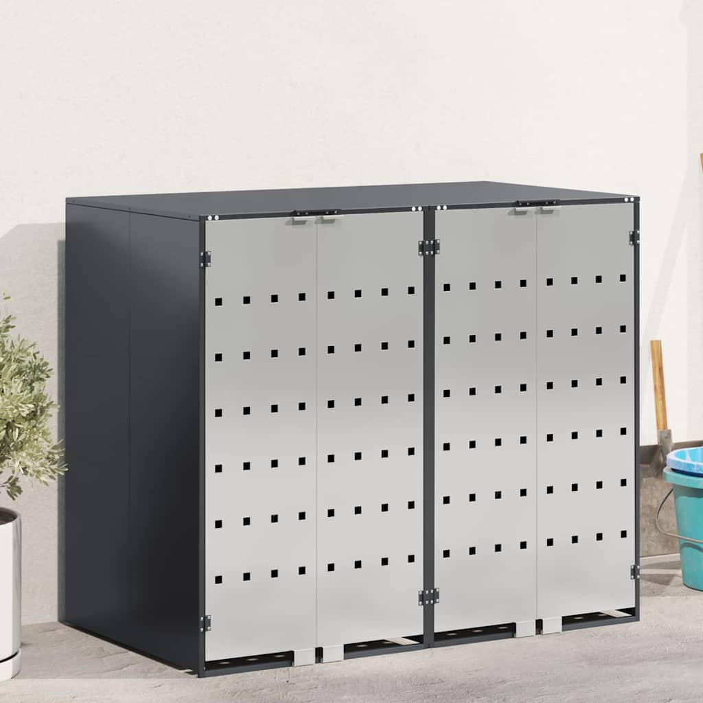 Contenitore per Rifiuti per 3 Bidoni Acciaio Inox Antracite