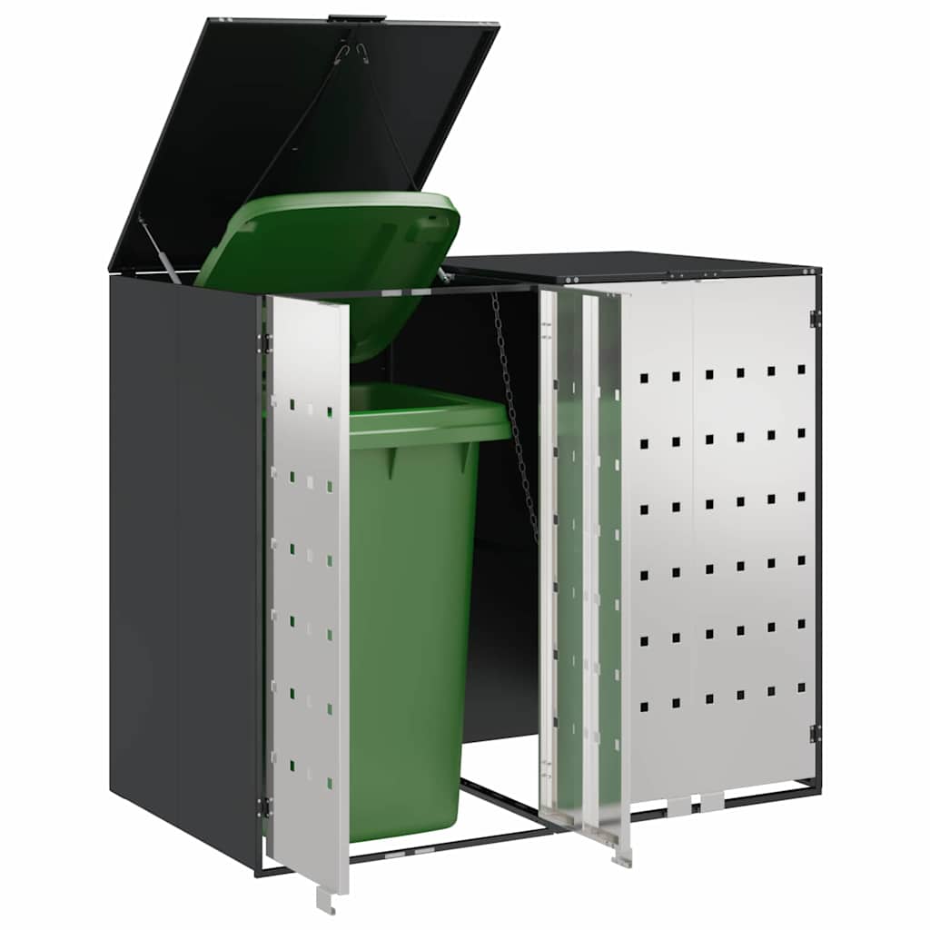 Contenitore per Rifiuti per 3 Bidoni Acciaio Inox Antracite