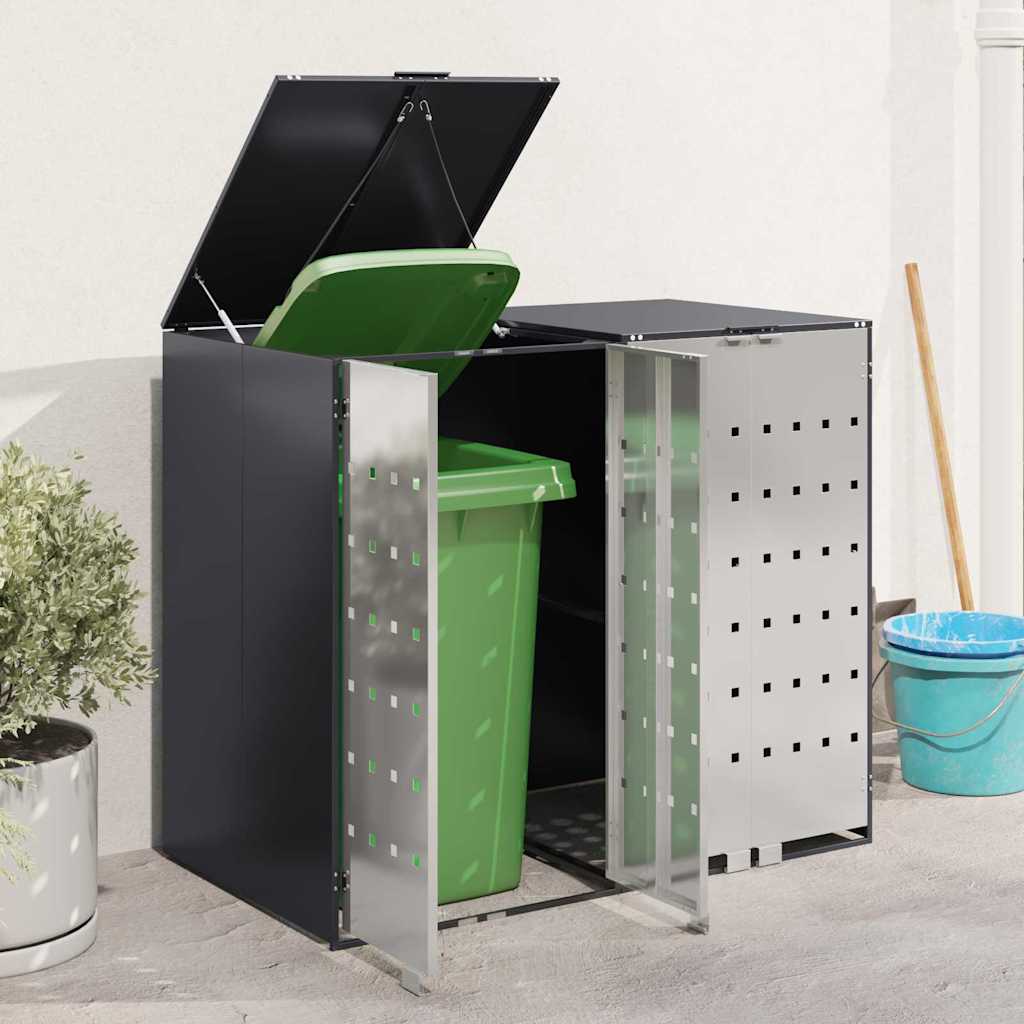 Contenitore per Rifiuti per 3 Bidoni Acciaio Inox Antracite
