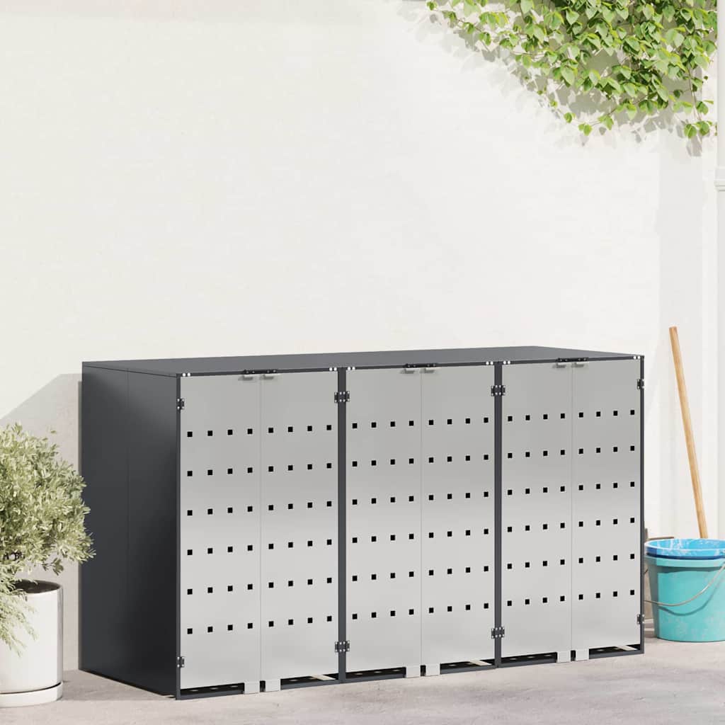 Contenitore per Rifiuti per 3 Bidoni Acciaio Inox Antracite