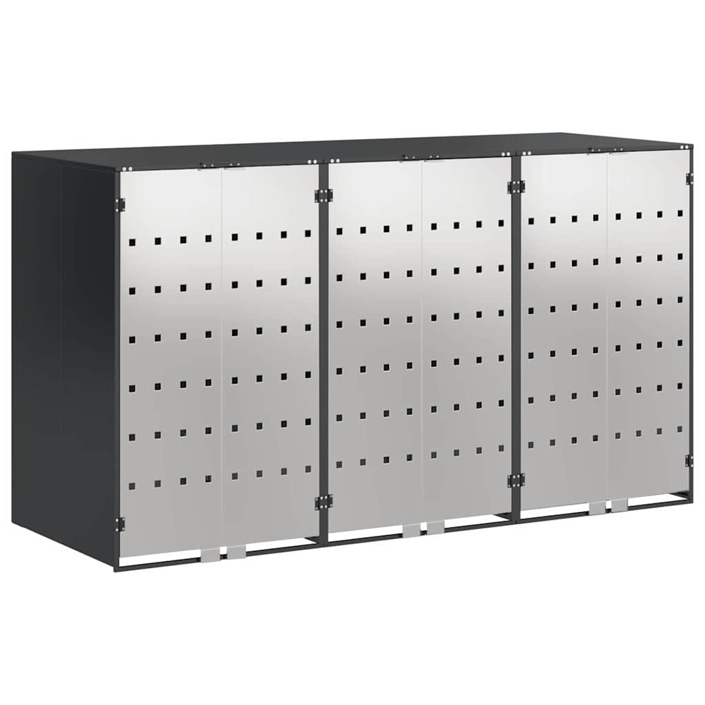 Contenitore per Rifiuti per 3 Bidoni Acciaio Inox Antracite