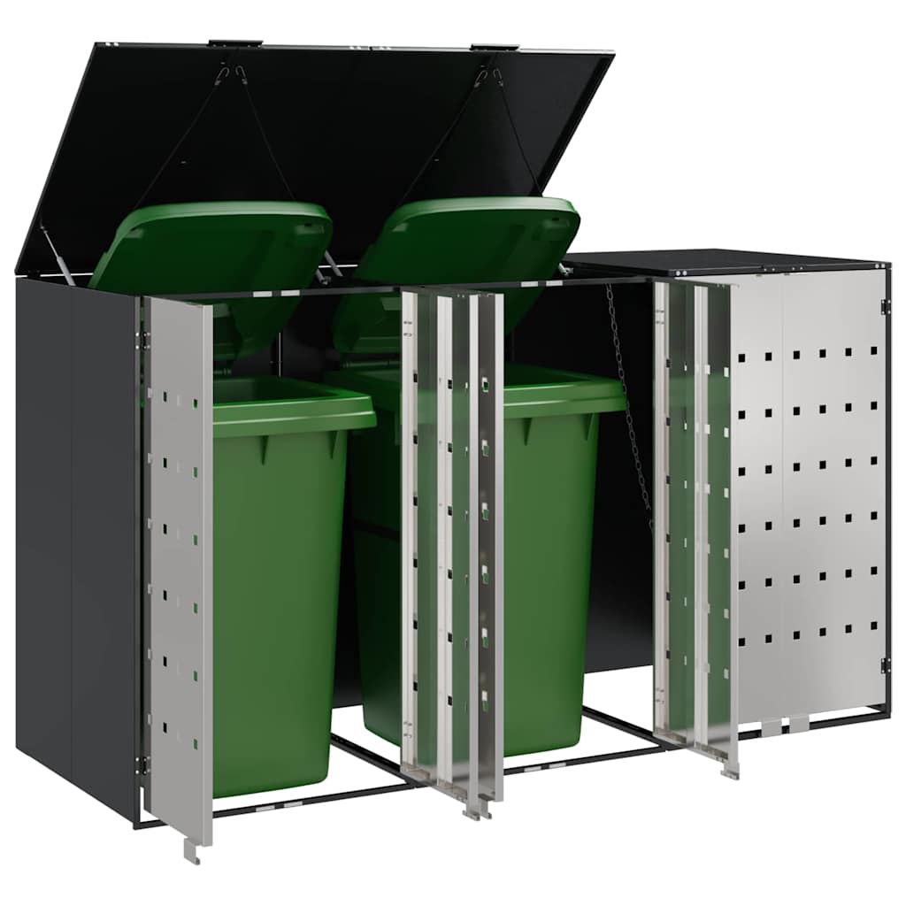 Contenitore per Rifiuti per 3 Bidoni Acciaio Inox Antracite