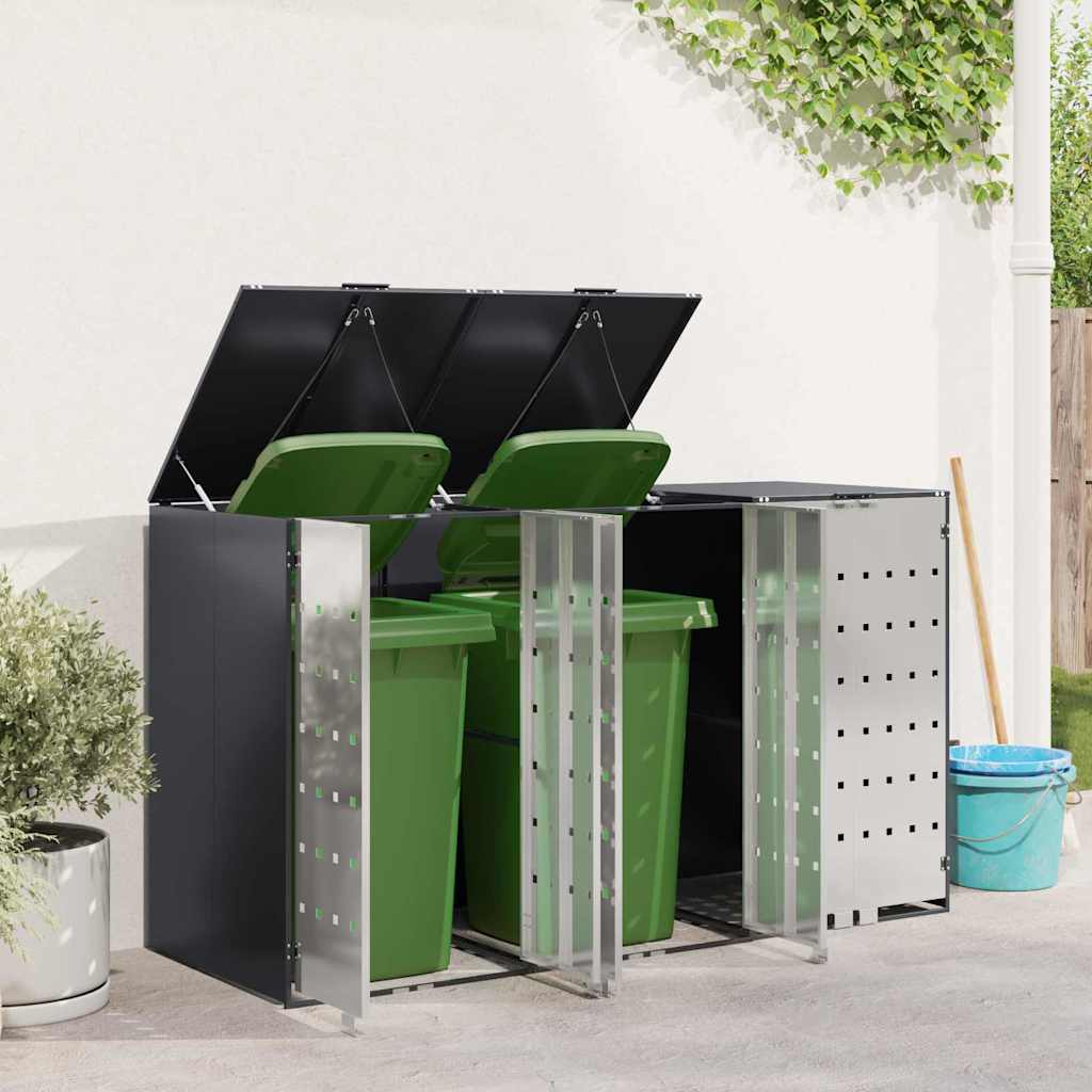 Contenitore per Rifiuti per 3 Bidoni Acciaio Inox Antracite