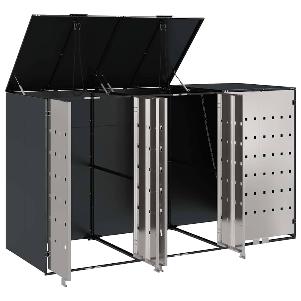 Contenitore per Rifiuti per 3 Bidoni Acciaio Inox Antracite