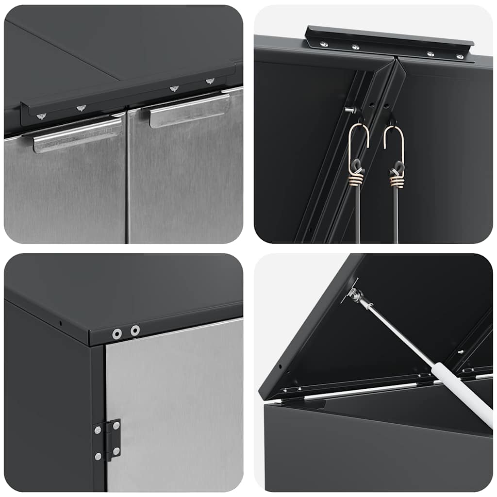 Contenitore per Rifiuti per 3 Bidoni Acciaio Inox Antracite