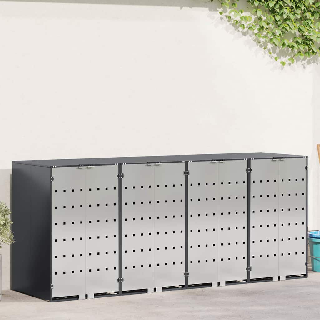 Contenitore per Rifiuti per 3 Bidoni Acciaio Inox Antracite
