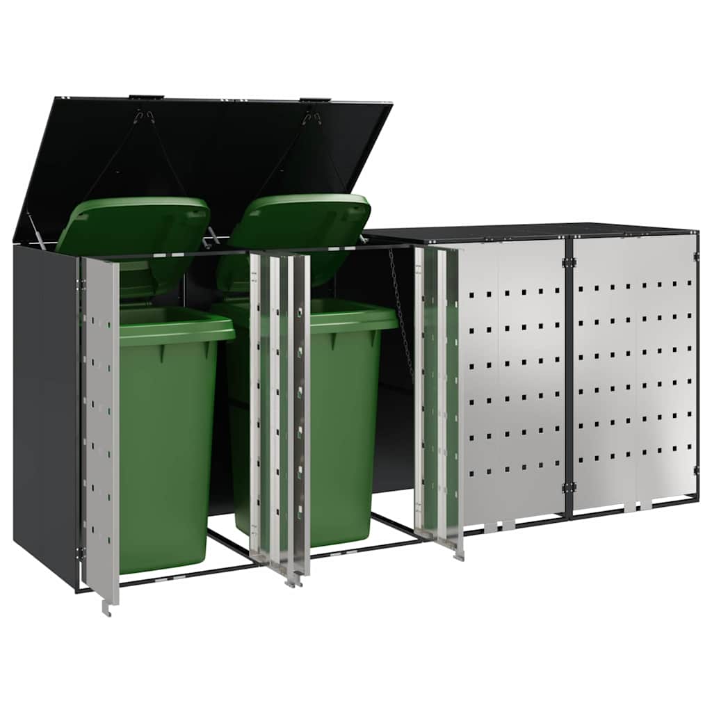 Contenitore per Rifiuti per 3 Bidoni Acciaio Inox Antracite