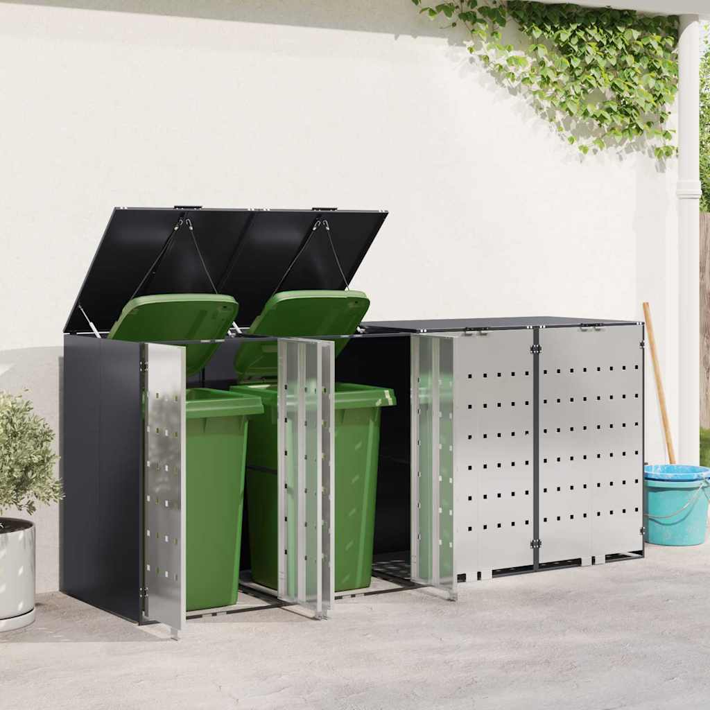 Contenitore per Rifiuti per 3 Bidoni Acciaio Inox Antracite