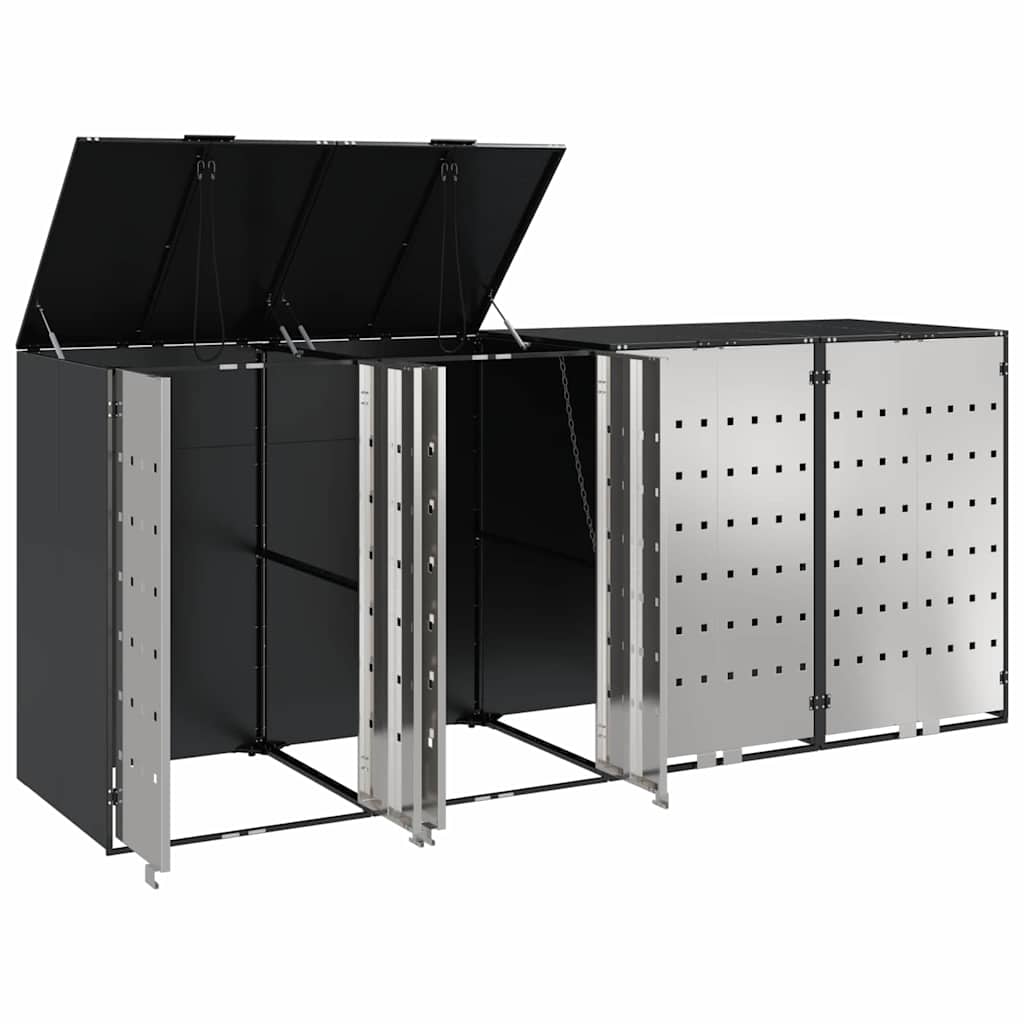 Contenitore per Rifiuti per 3 Bidoni Acciaio Inox Antracite