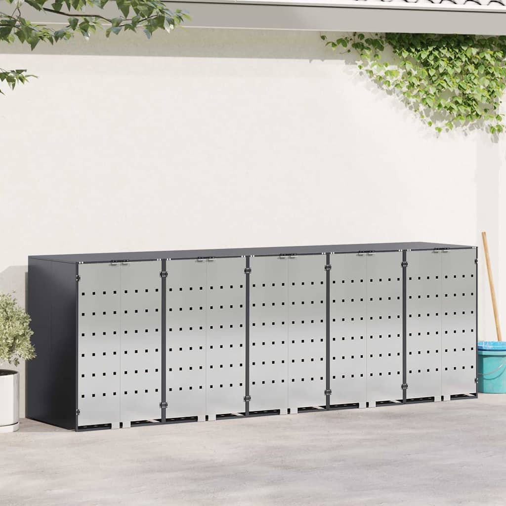 Contenitore per Rifiuti per 3 Bidoni Acciaio Inox Antracite