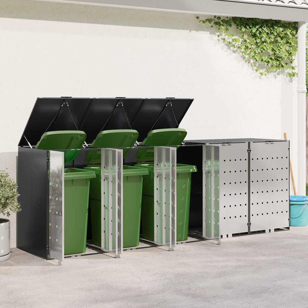 Contenitore per Rifiuti per 3 Bidoni Acciaio Inox Antracite