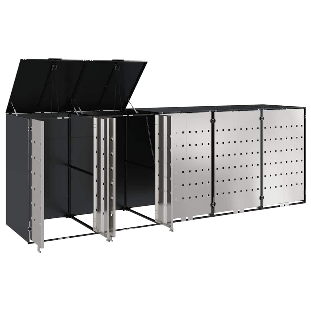 Contenitore per Rifiuti per 3 Bidoni Acciaio Inox Antracite
