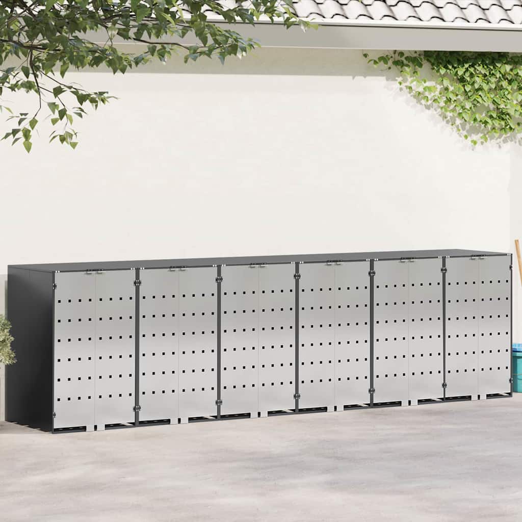 Contenitore per Rifiuti per 3 Bidoni Acciaio Inox Antracite