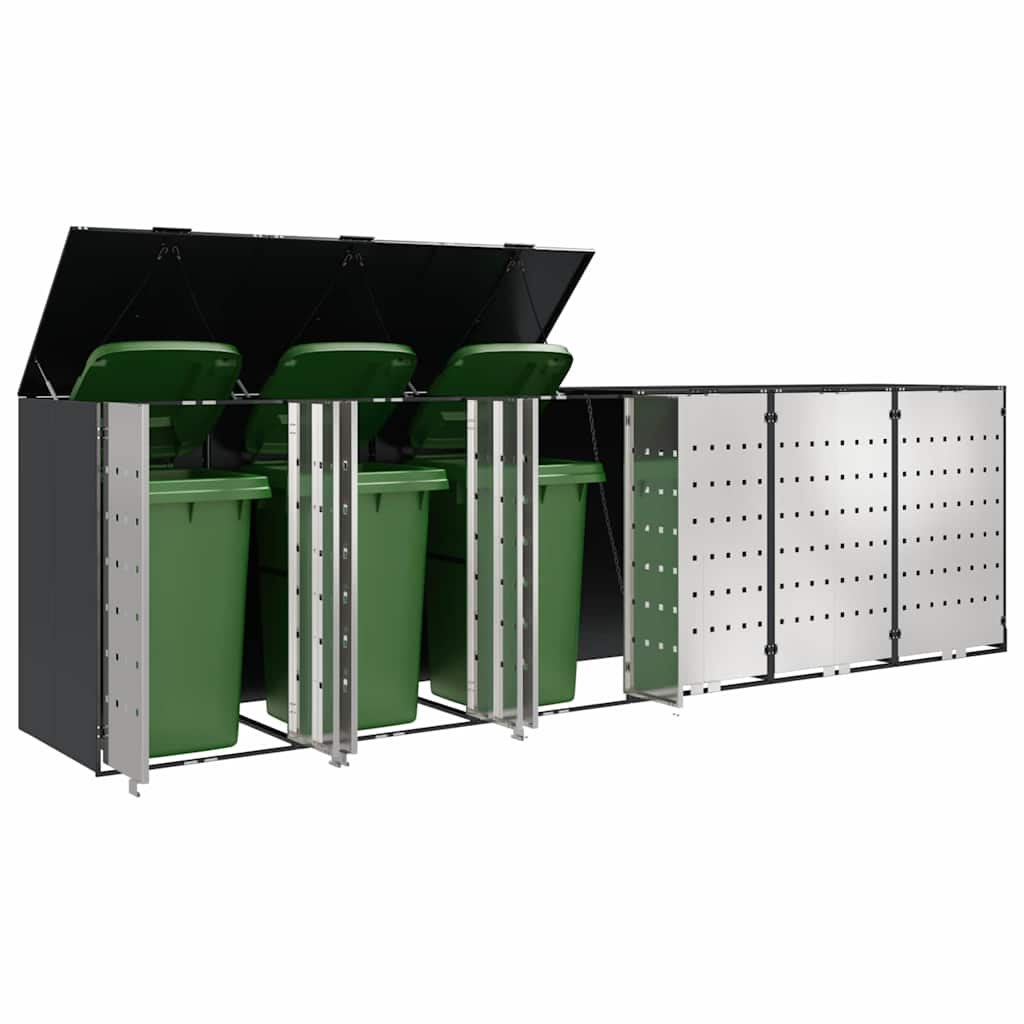 Contenitore per Rifiuti per 3 Bidoni Acciaio Inox Antracite