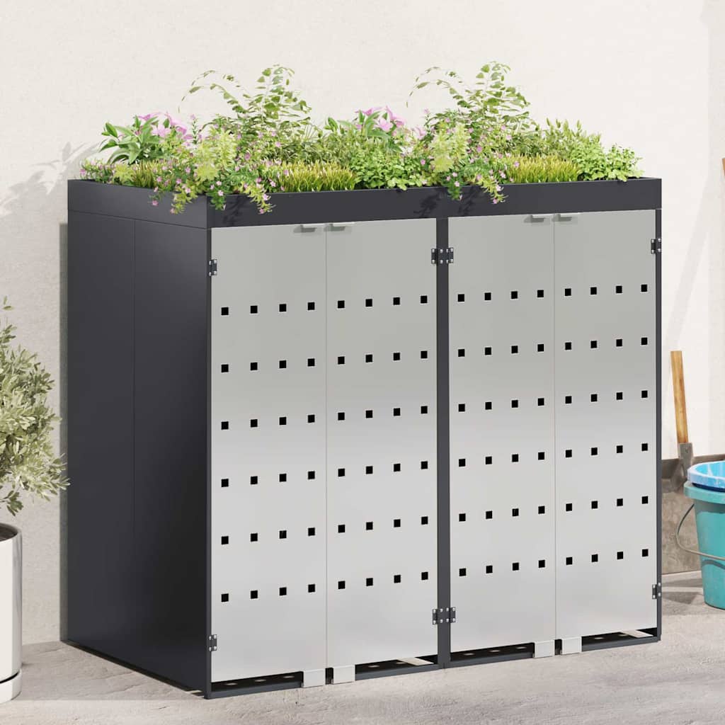 Contenitore per Rifiuti per 3 Bidoni Acciaio Inox Antracite