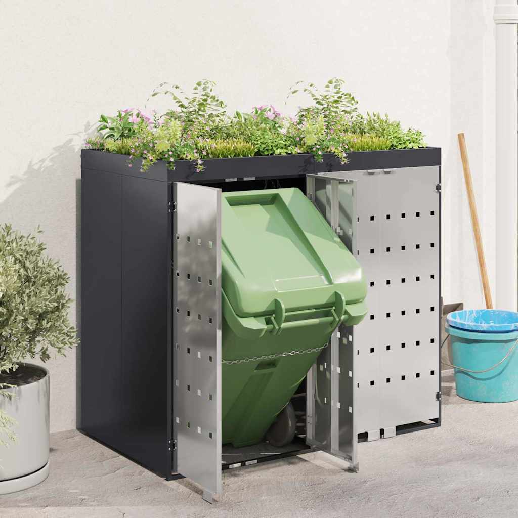 Contenitore per Rifiuti per 3 Bidoni Acciaio Inox Antracite