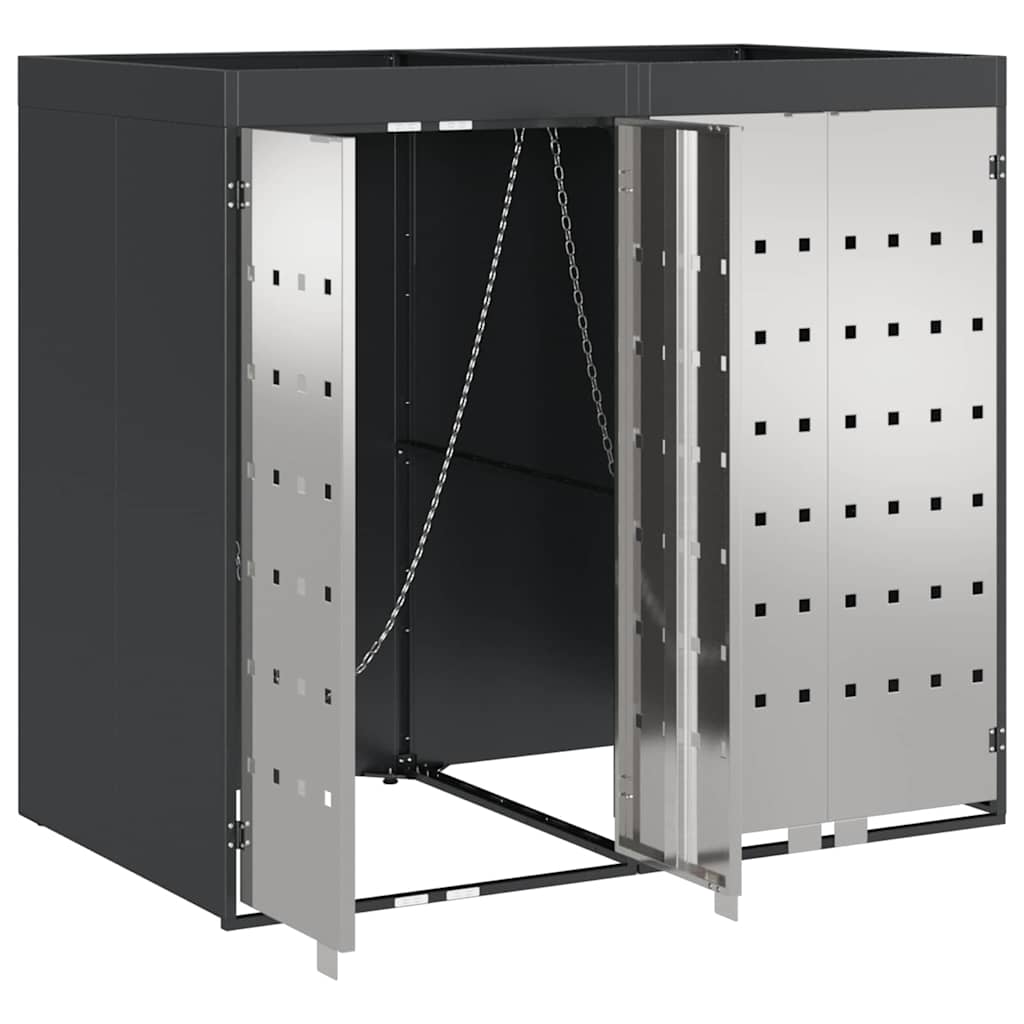 Contenitore per Rifiuti per 3 Bidoni Acciaio Inox Antracite