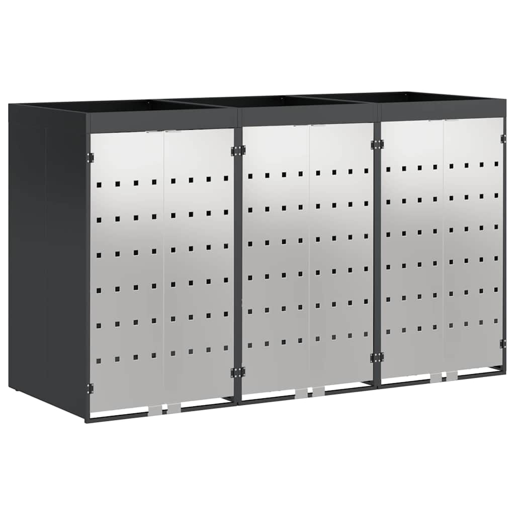 Contenitore per Rifiuti per 3 Bidoni Acciaio Inox Antracite