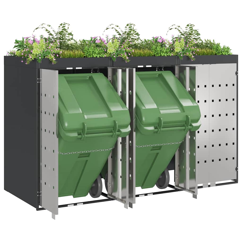 Contenitore per Rifiuti per 3 Bidoni Acciaio Inox Antracite