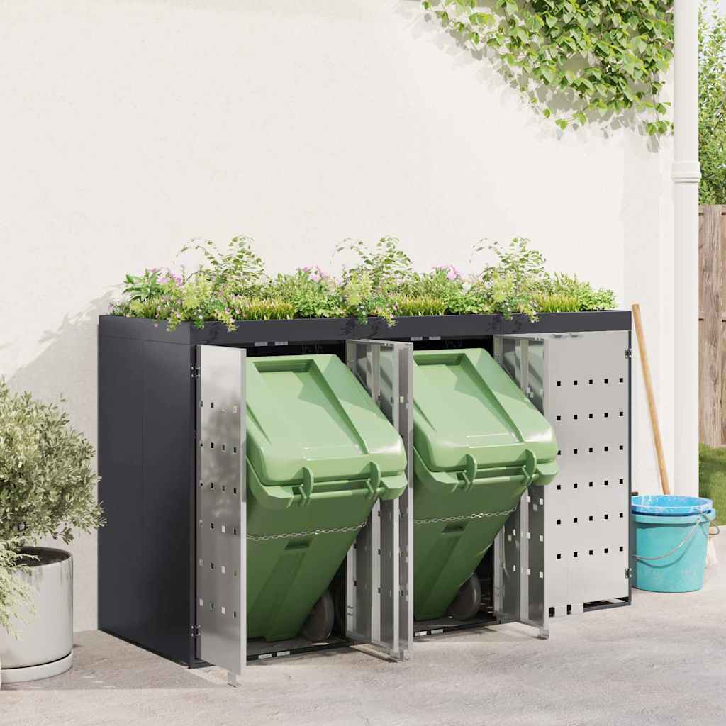 Contenitore per Rifiuti per 3 Bidoni Acciaio Inox Antracite
