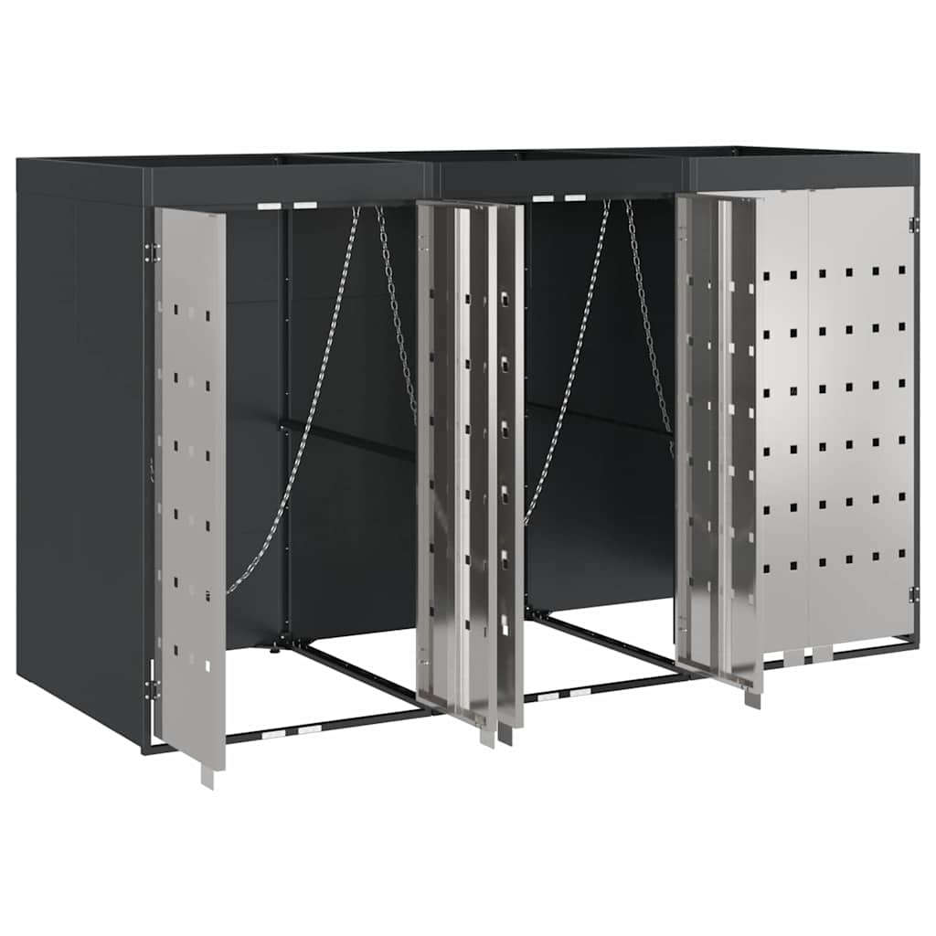 Contenitore per Rifiuti per 3 Bidoni Acciaio Inox Antracite
