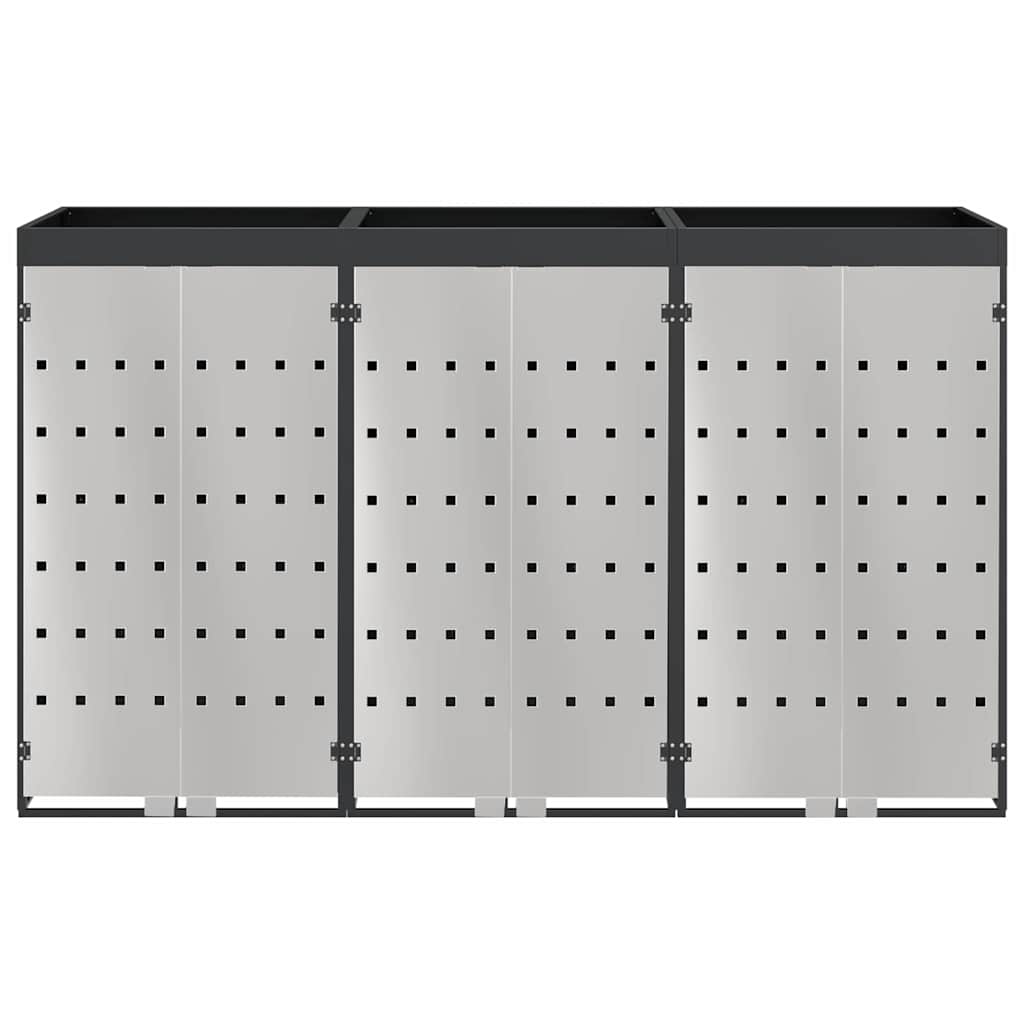 Contenitore per Rifiuti per 3 Bidoni Acciaio Inox Antracite