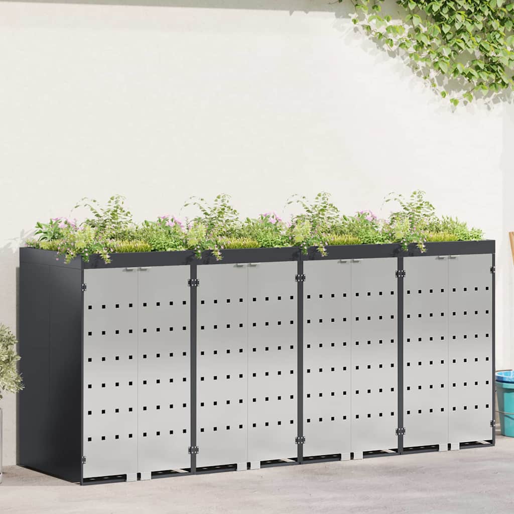 Contenitore per Rifiuti per 3 Bidoni Acciaio Inox Antracite