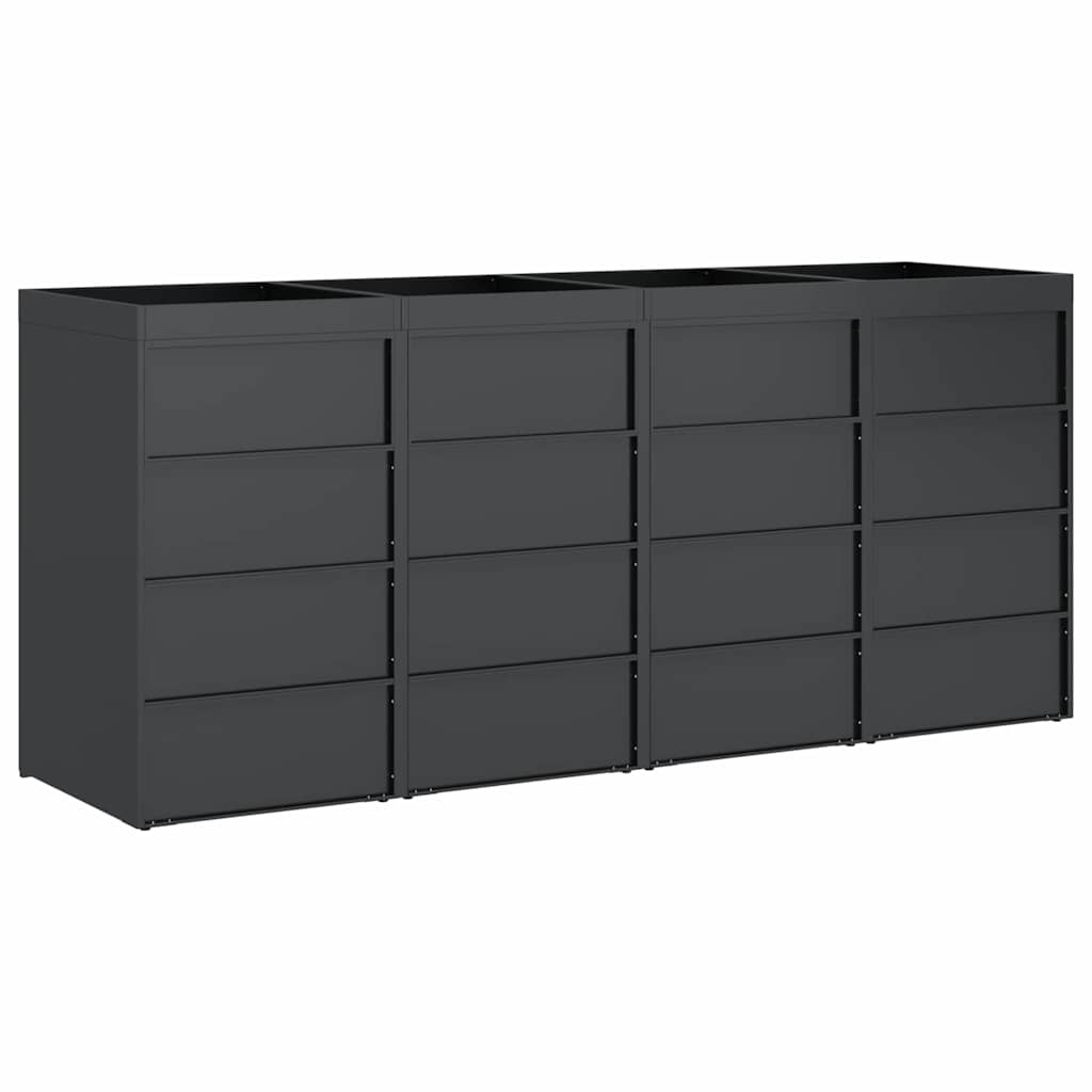 Contenitore per Rifiuti per 3 Bidoni Acciaio Inox Antracite