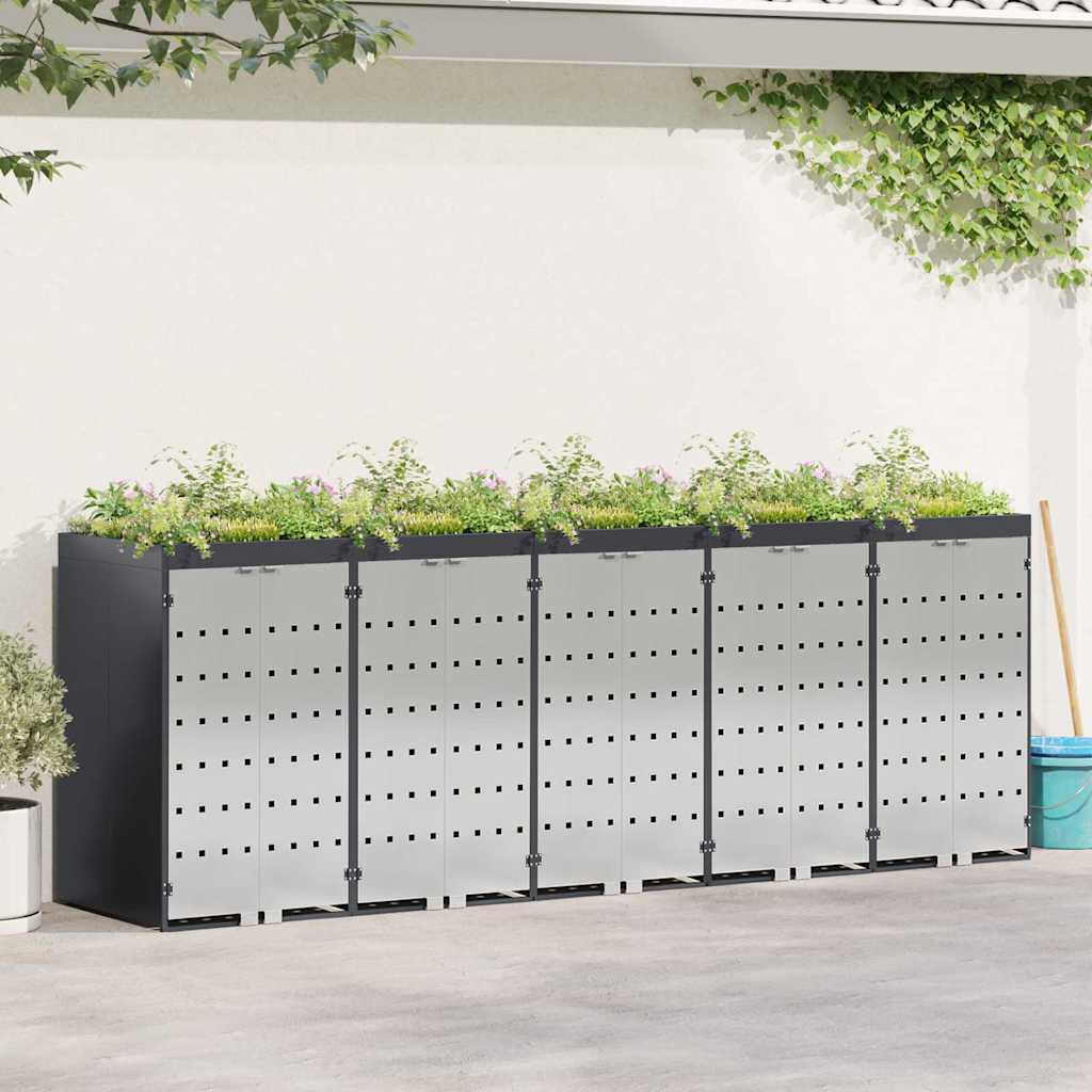 Contenitore per Rifiuti per 3 Bidoni Acciaio Inox Antracite
