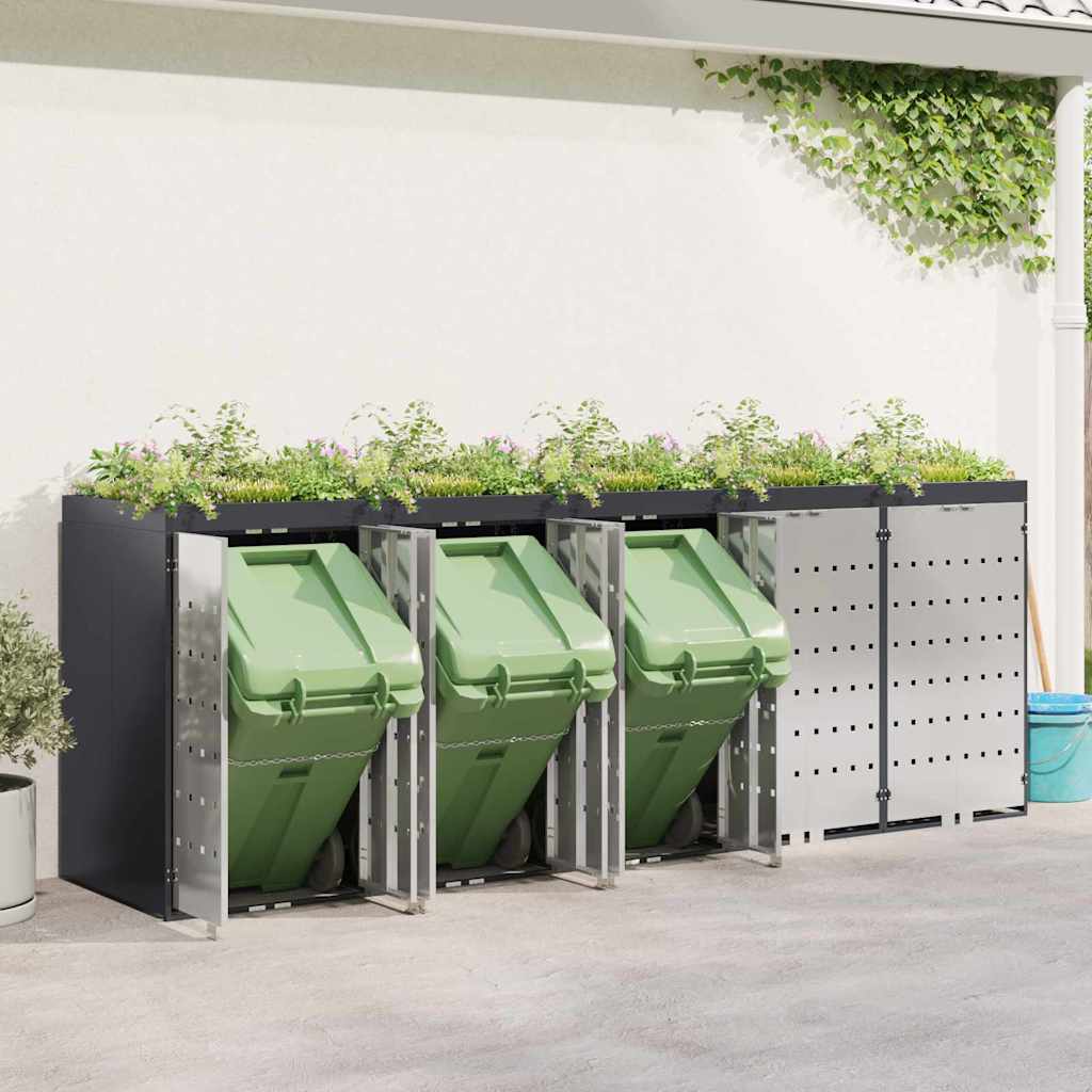 Contenitore per Rifiuti per 3 Bidoni Acciaio Inox Antracite