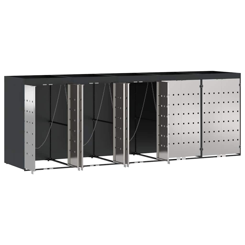 Contenitore per Rifiuti per 3 Bidoni Acciaio Inox Antracite