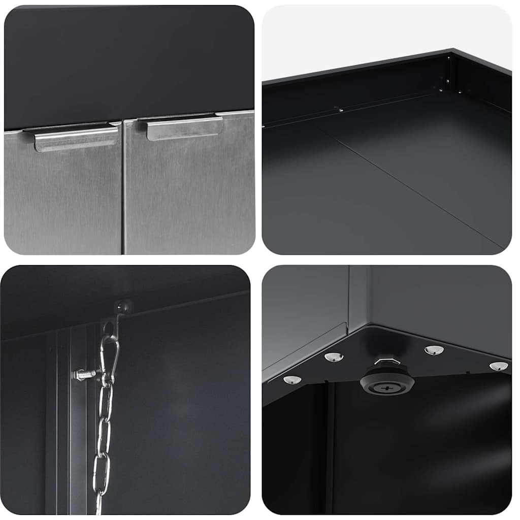 Contenitore per Rifiuti per 3 Bidoni Acciaio Inox Antracite