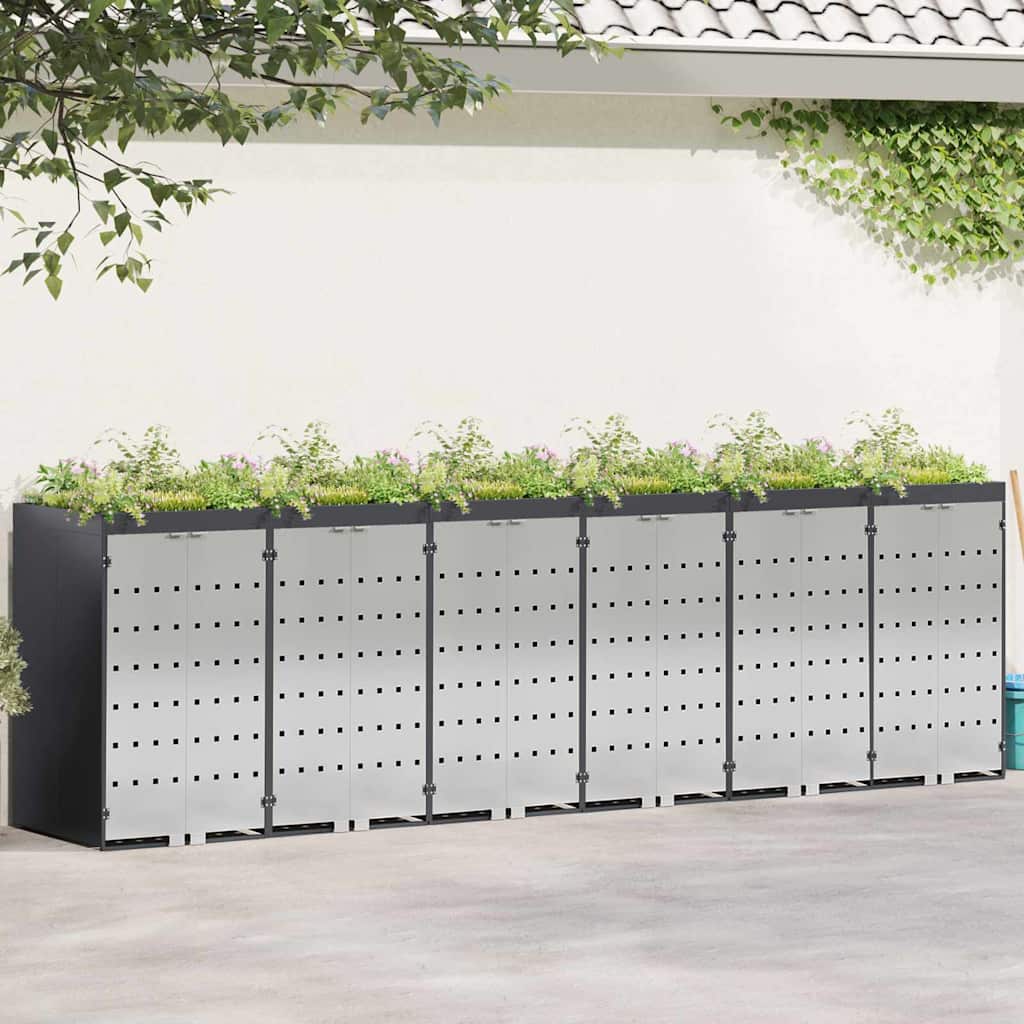 Contenitore per Rifiuti per 3 Bidoni Acciaio Inox Antracite