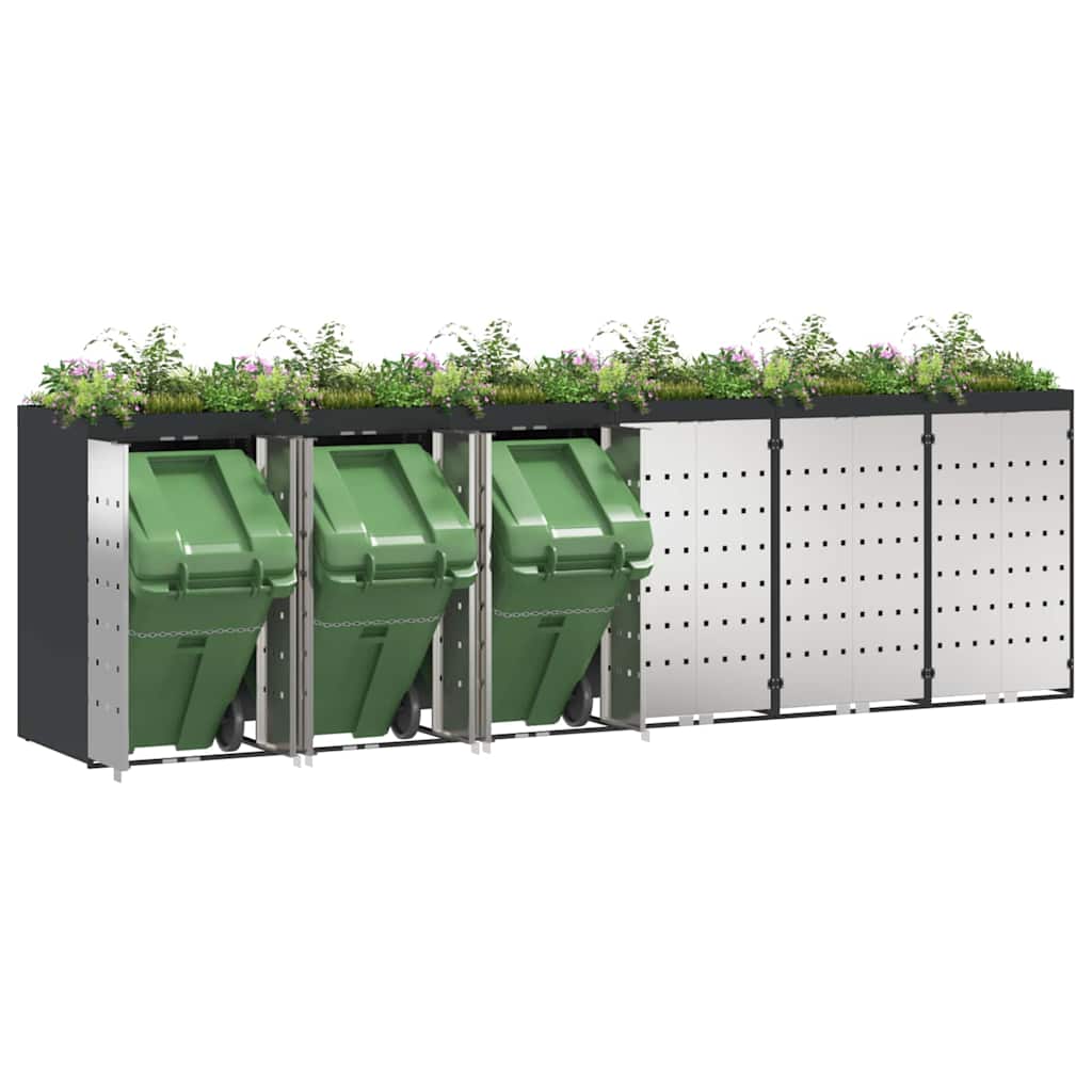 Contenitore per Rifiuti per 3 Bidoni Acciaio Inox Antracite