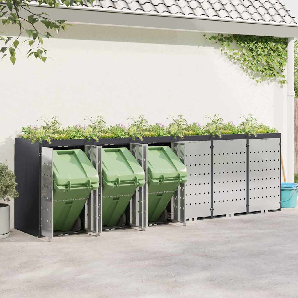 Contenitore per Rifiuti per 3 Bidoni Acciaio Inox Antracite