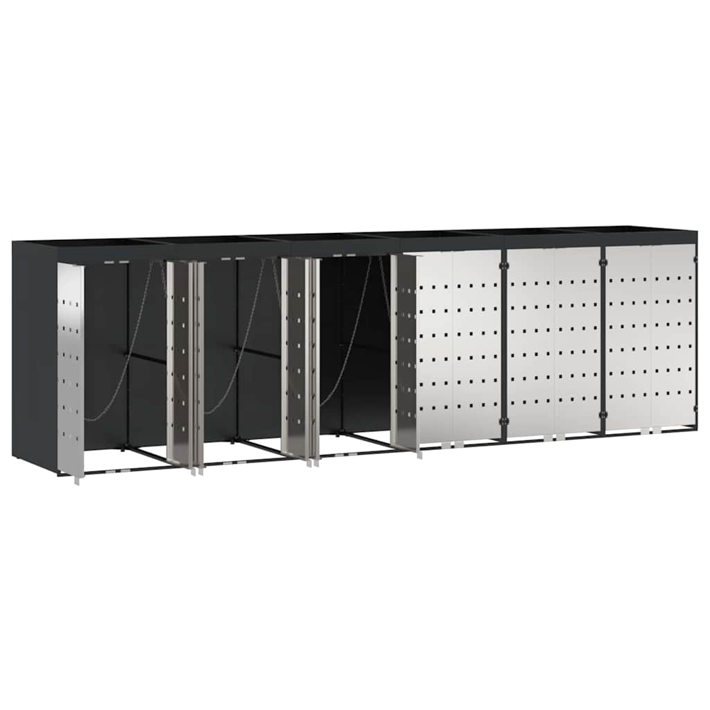 Contenitore per Rifiuti per 3 Bidoni Acciaio Inox Antracite