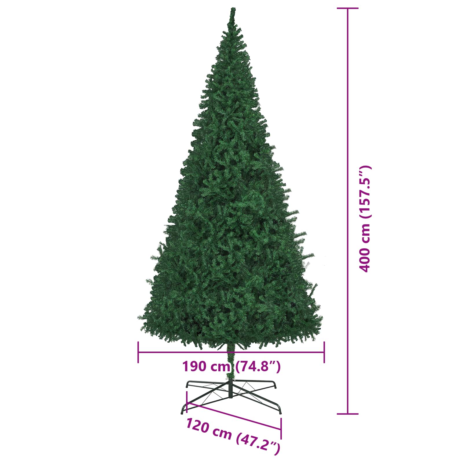Albero di Natale con luci a corde decorative Verde 400 cm PVC