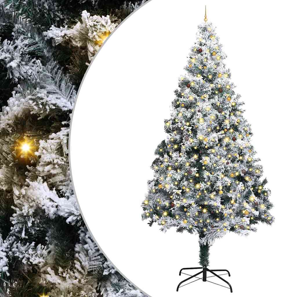 Albero di Natale Artificiale Pre-illuminato con Set di Palline