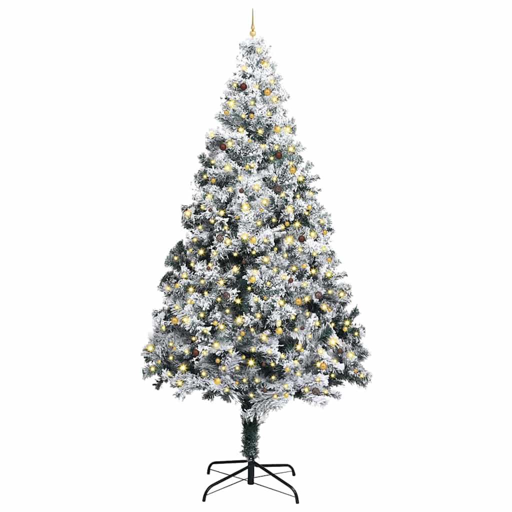 Albero di Natale Artificiale Pre-illuminato con Set di Palline