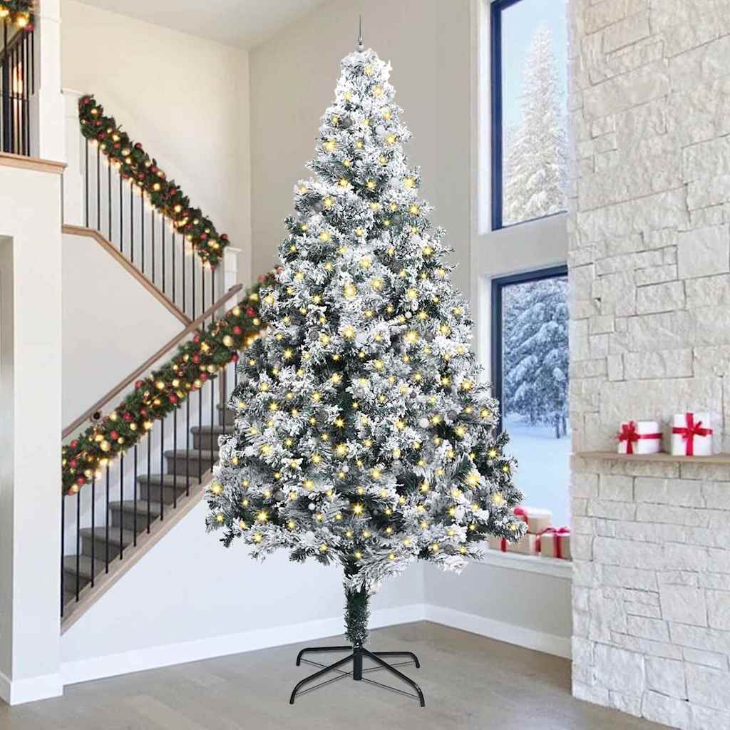 Albero di Natale Artificiale Pre-illuminato con Set di Palline