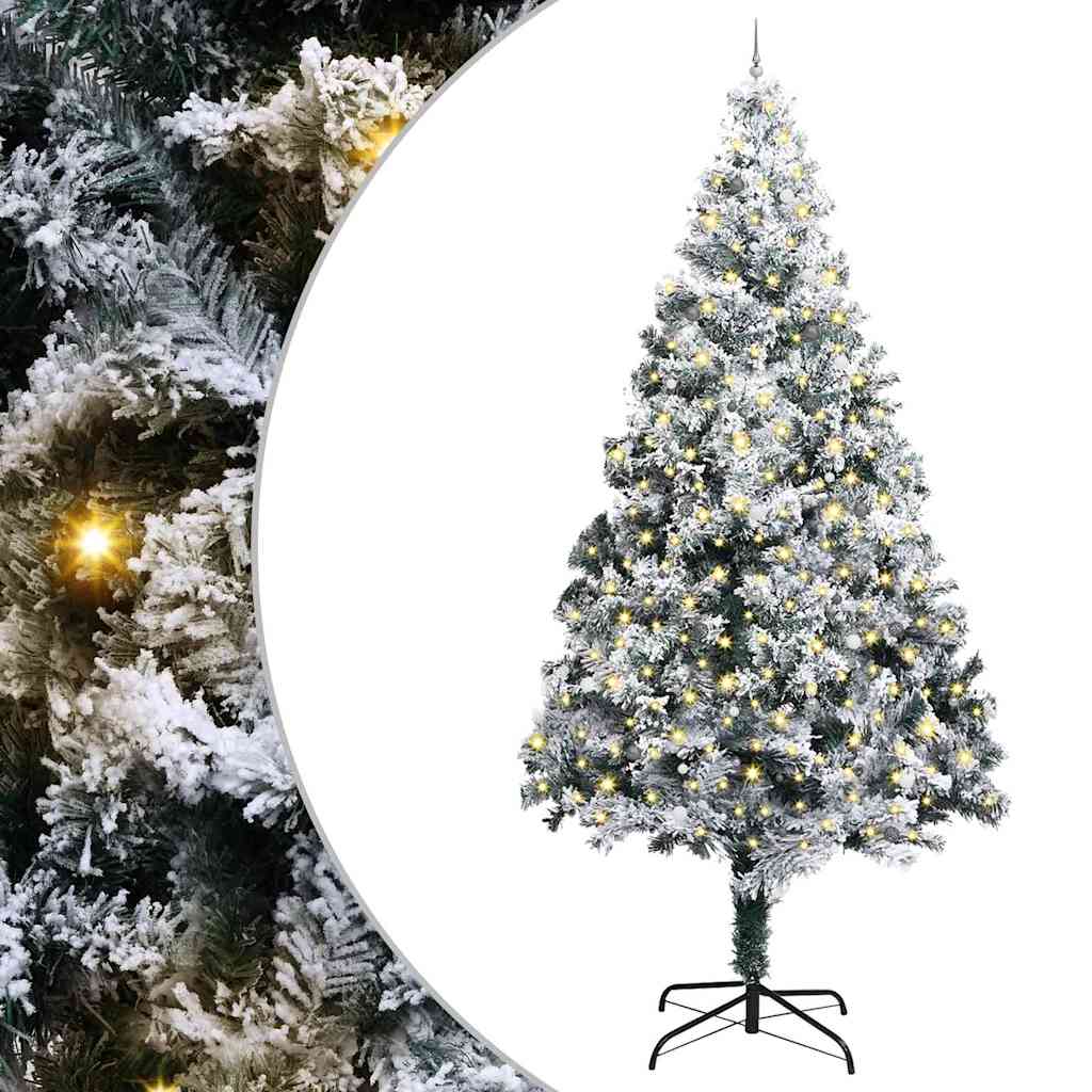 Albero di Natale Artificiale Pre-illuminato con Set di Palline
