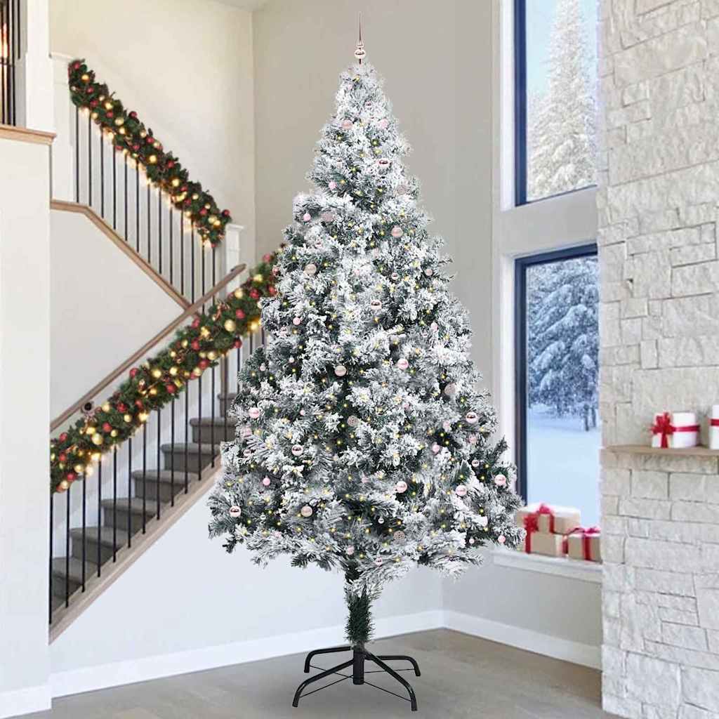 Albero di Natale Artificiale Pre-illuminato con Set di Palline