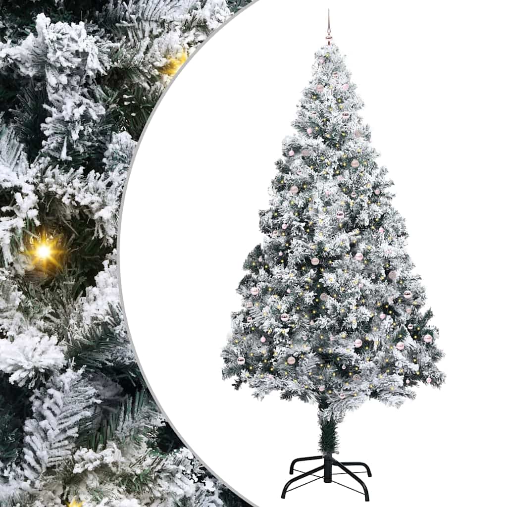 Albero di Natale Artificiale Pre-illuminato con Set di Palline