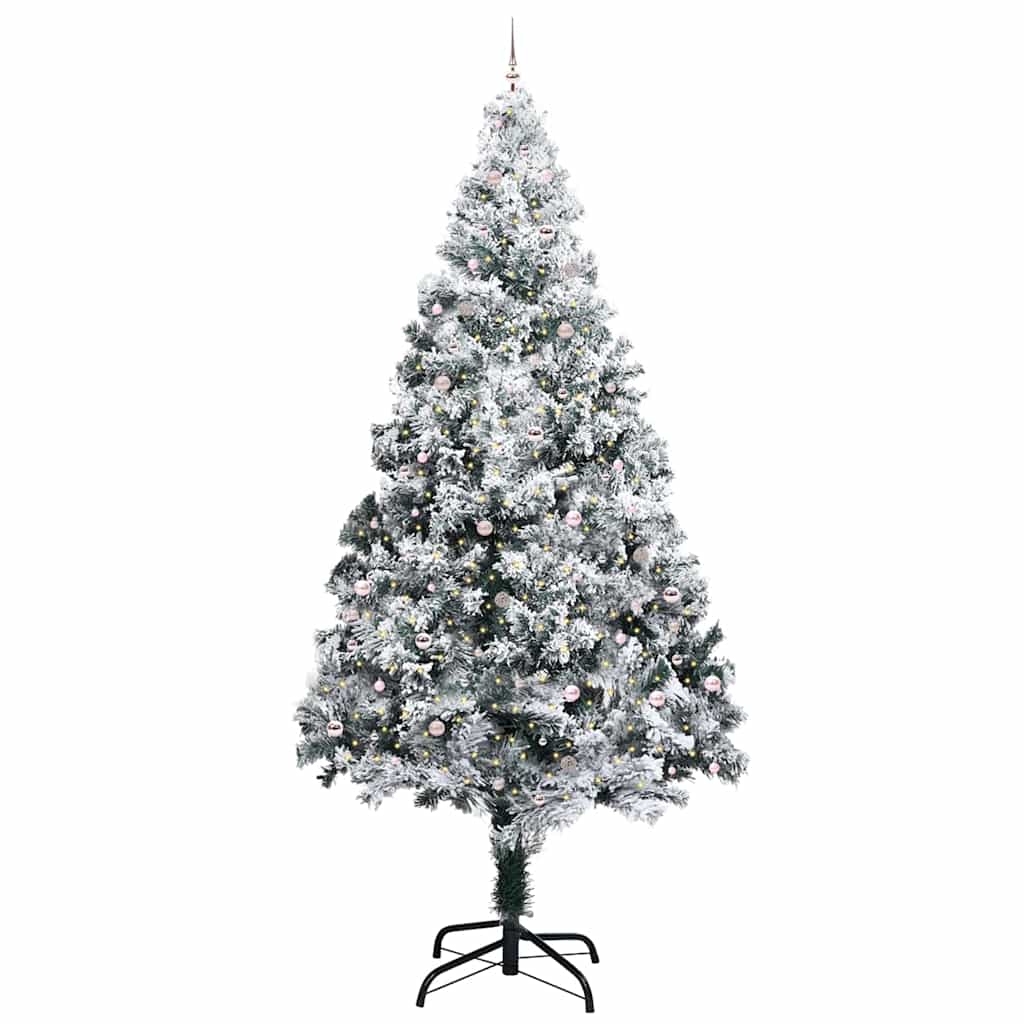 Albero di Natale Artificiale Pre-illuminato con Set di Palline