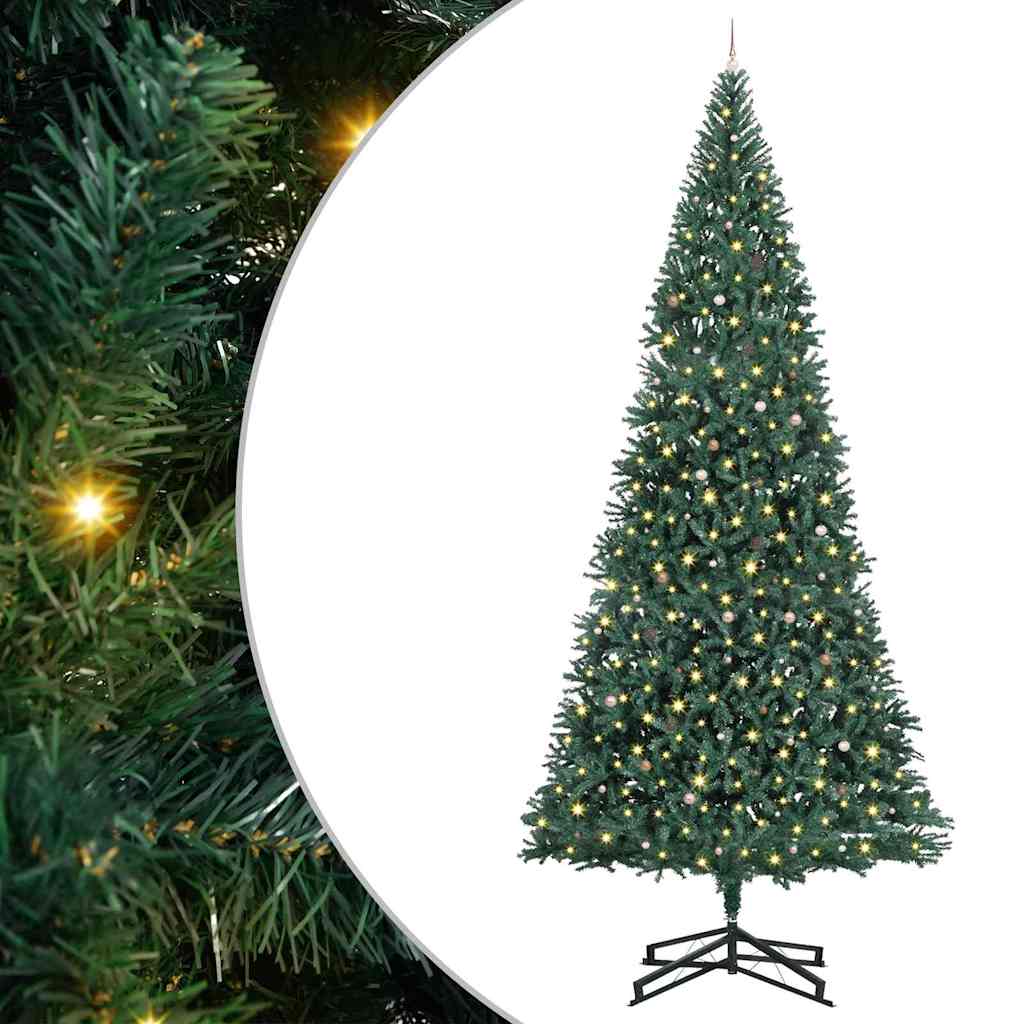 Albero di Natale Artificiale Pre-illuminato con Set di Palline