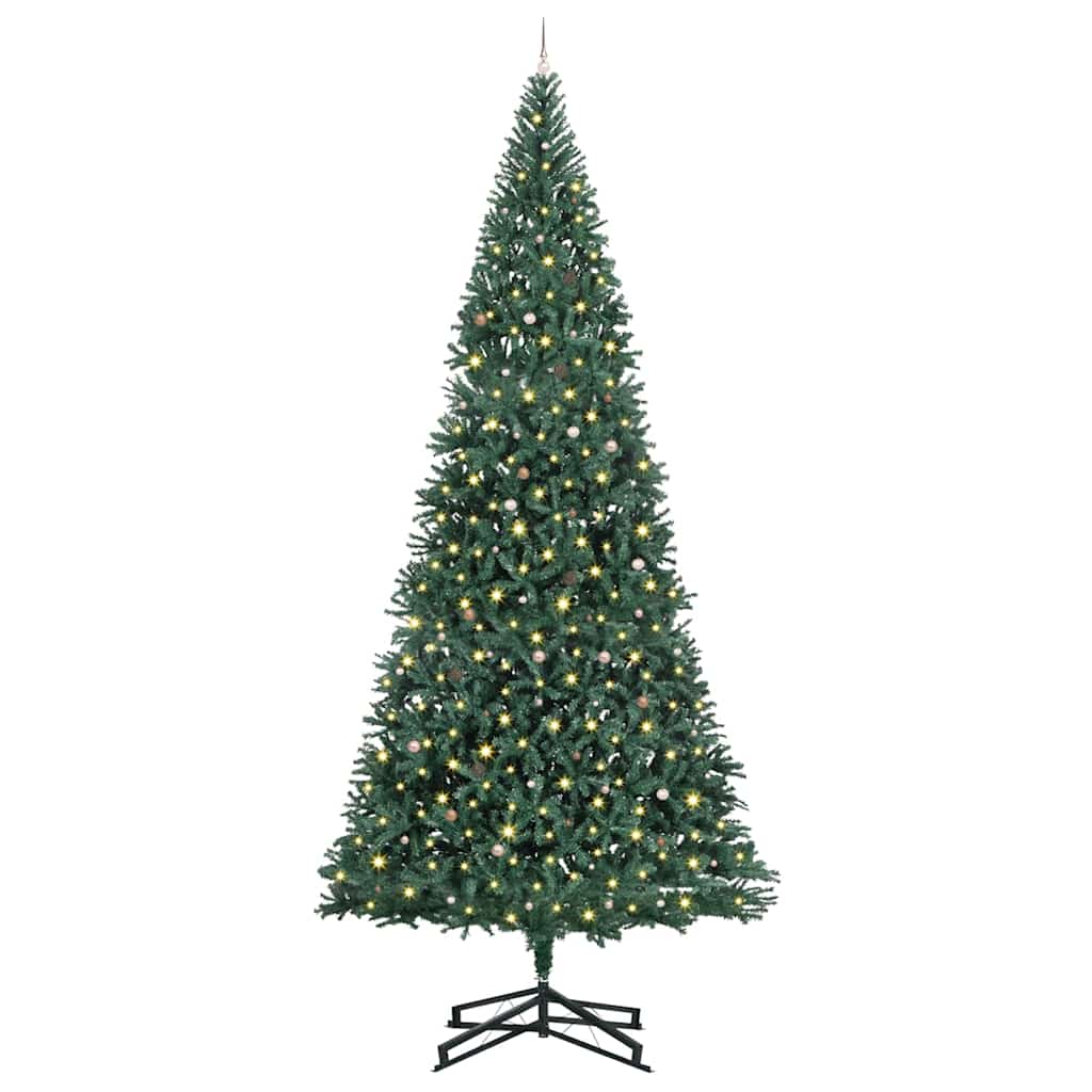 Albero di Natale Artificiale Pre-illuminato con Set di Palline