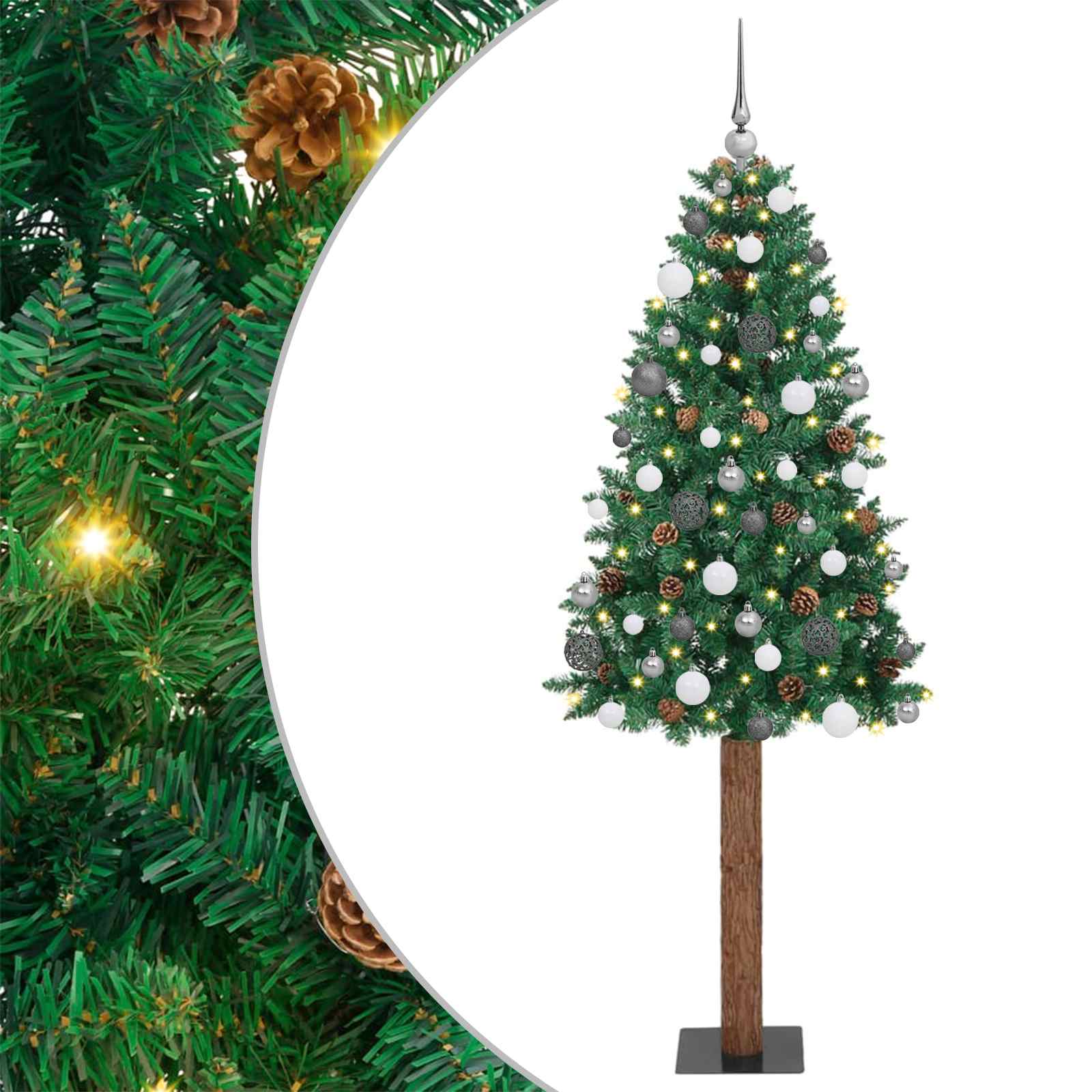 Albero di Natale snodato con 300 LED con supporto Verde 180 cm