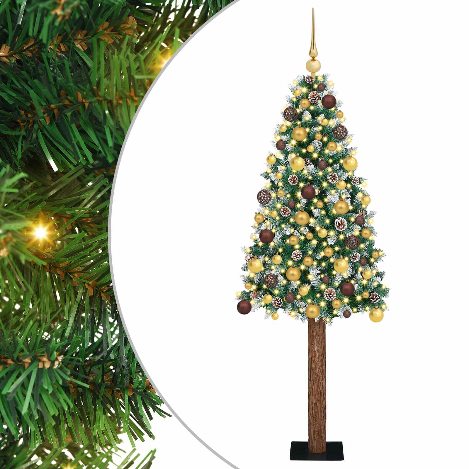 Albero di Natale snodato con 300 LED con supporto Verde 180 cm