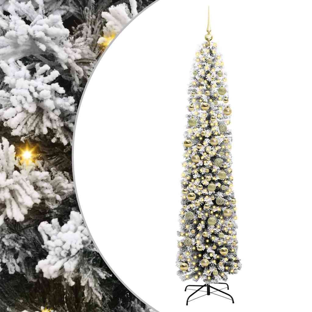 Albero di Natale artificiale Verde e Bianco 210 cm