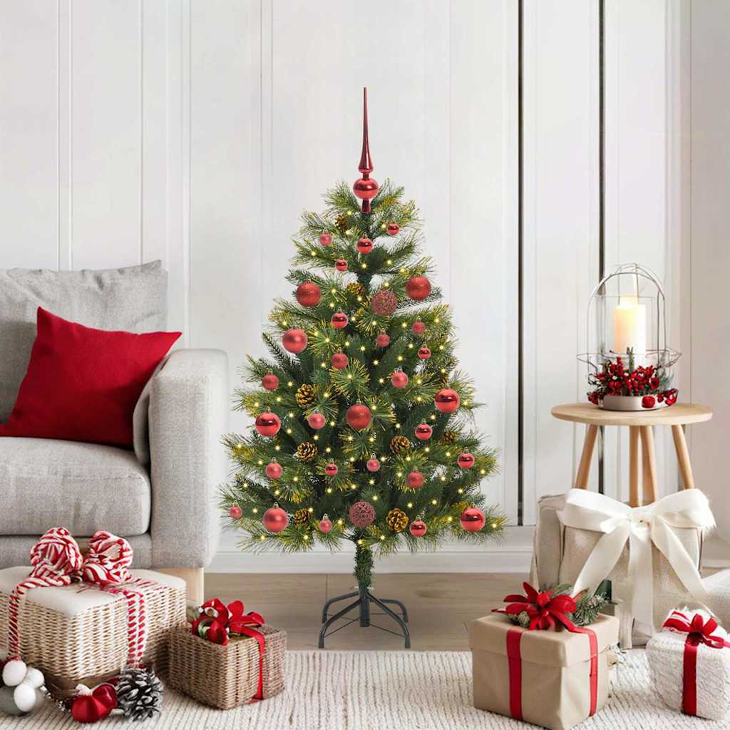 Albero di Natale artificiale pieghevole con coni Verde 120 cm